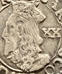 A Seriously Exceptional Charles I “Scotland” Twenty Pence Piece.
(2nd Coinage) Briot’s Hammered Issue of 1636. With a magnificently well struck portrait & fabulous centrality. S.5550.